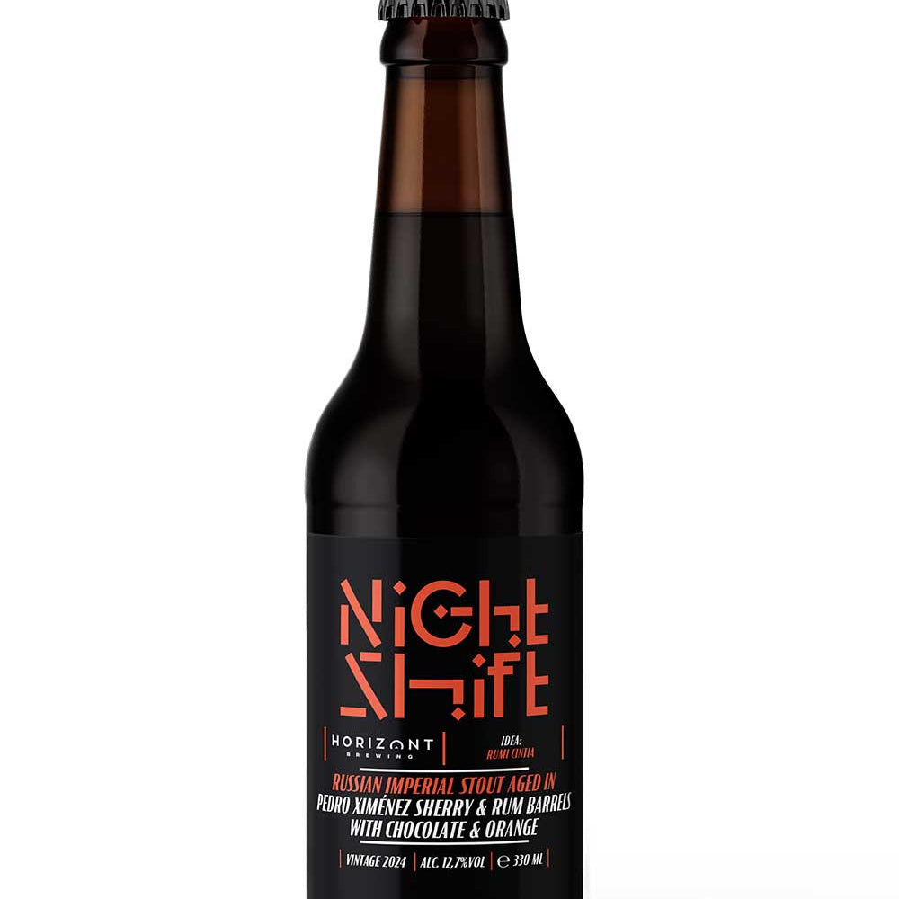 Night Shift 2024 Russian Imperial Stout Aged in Pedro Ximénez Sherry & Rum Barrels with Chocolate & Orange